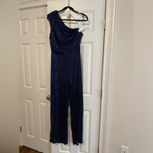 Brand New! One shoulder sequin jumpsuit